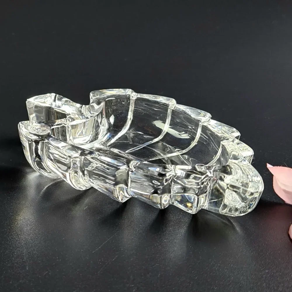 Vintage Crystal Leaf Shaped Ring Dish - 4 1/4
